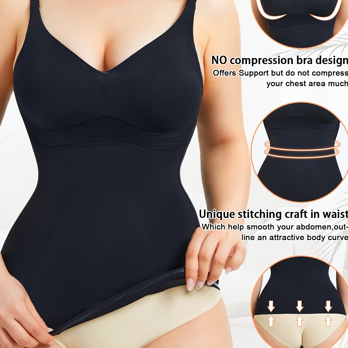 V Neck Compression Cami Tops, Tummy Control Slimmer Top, Women's Underwear & Shapewear