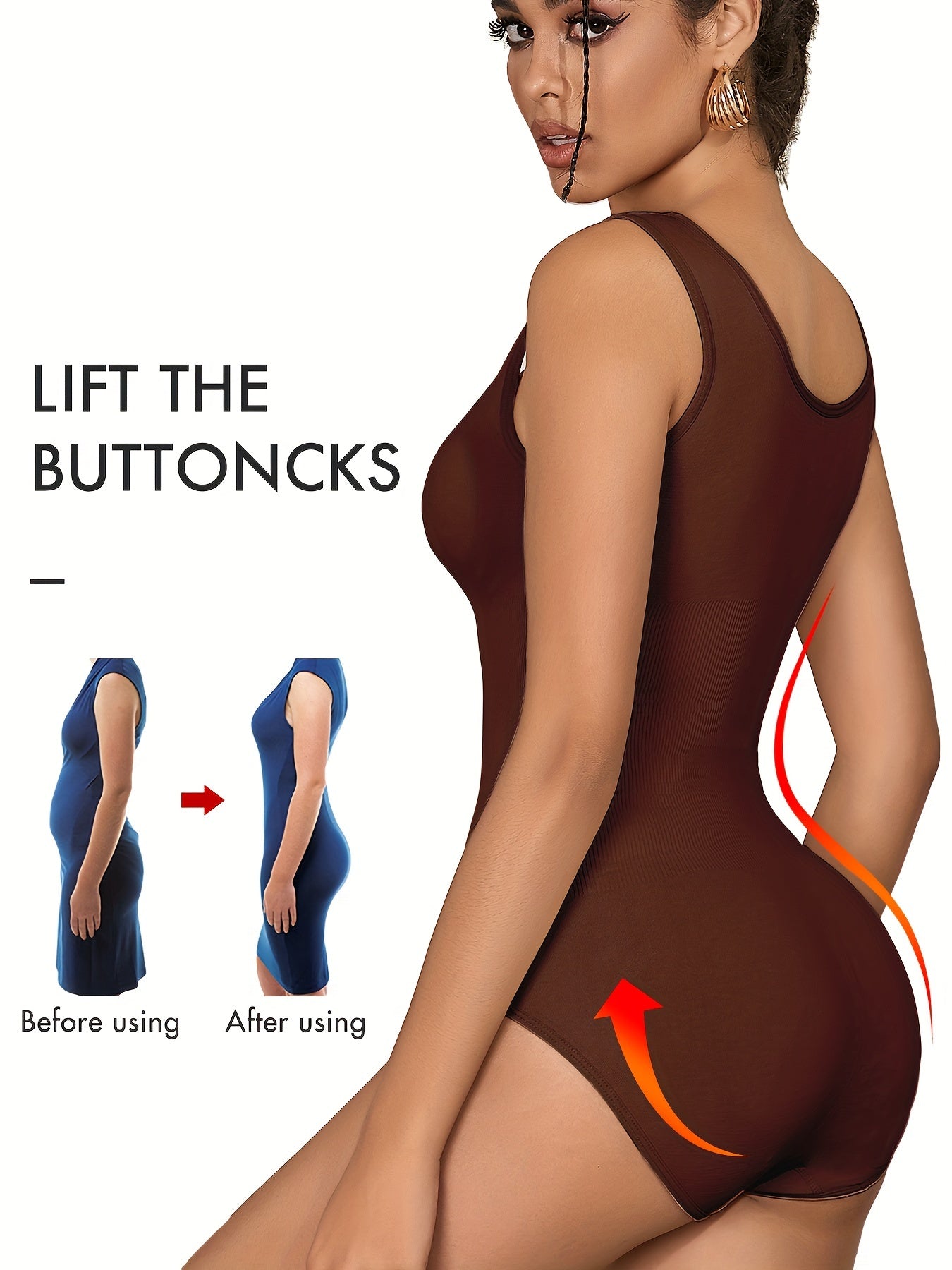Seamless Solid Shaping Bodysuit, Tummy Control Butt Lifting Slimmer Body Shaper, Women's Underwear & Shapewear