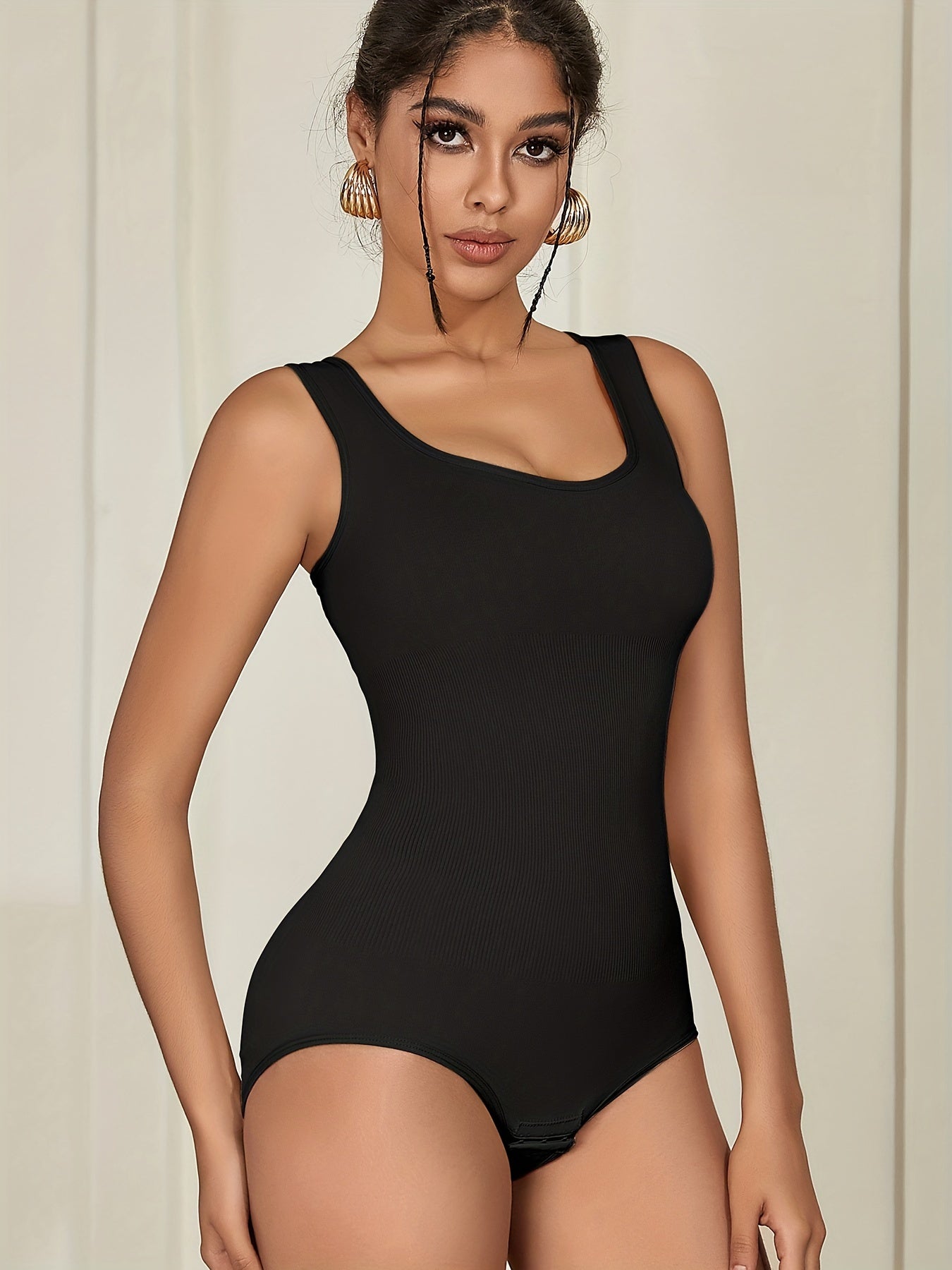 Seamless Solid Shaping Bodysuit, Tummy Control Butt Lifting Slimmer Body Shaper, Women's Underwear & Shapewear