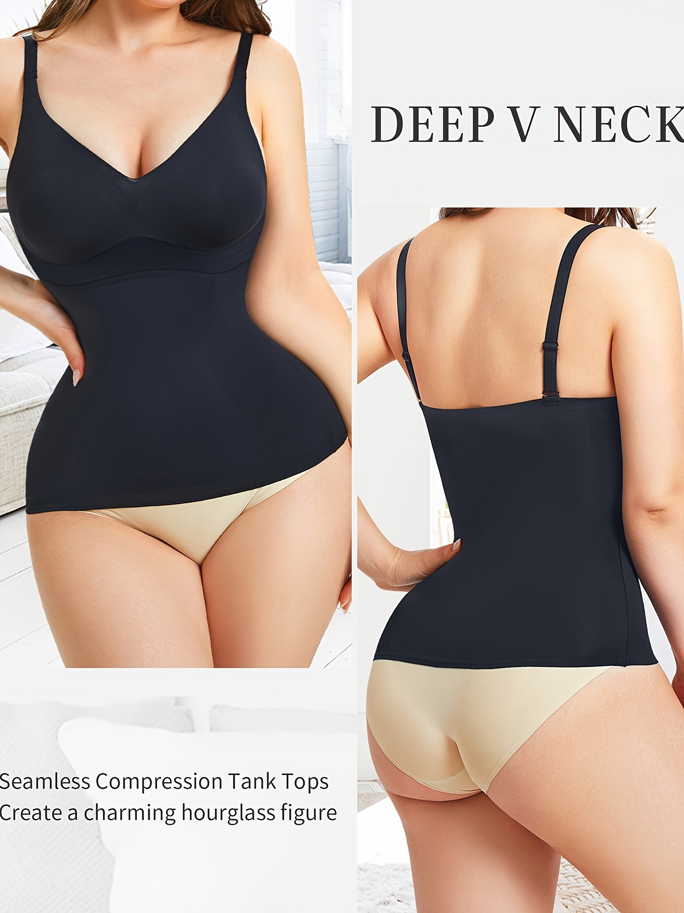 V Neck Compression Cami Tops, Tummy Control Slimmer Top, Women's Underwear & Shapewear