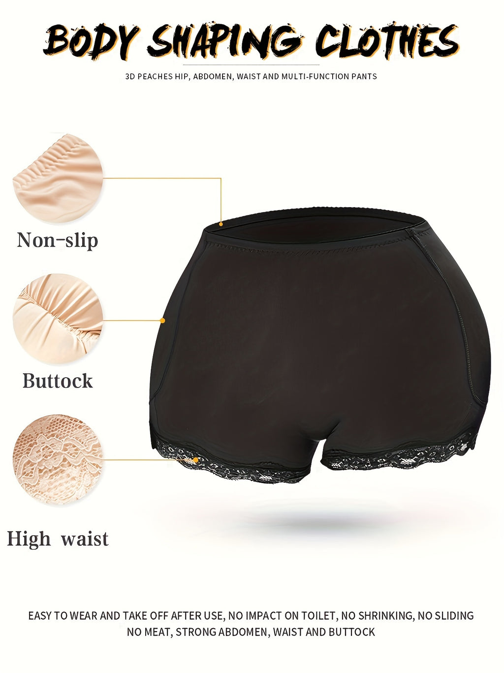 High Waist Lace Trim Shaping Panties - Tummy Control & Butt Lifting Compression - Seamless Womens Shapewear for Daily Figure Enhancing - Comfortable Sexy Underwear