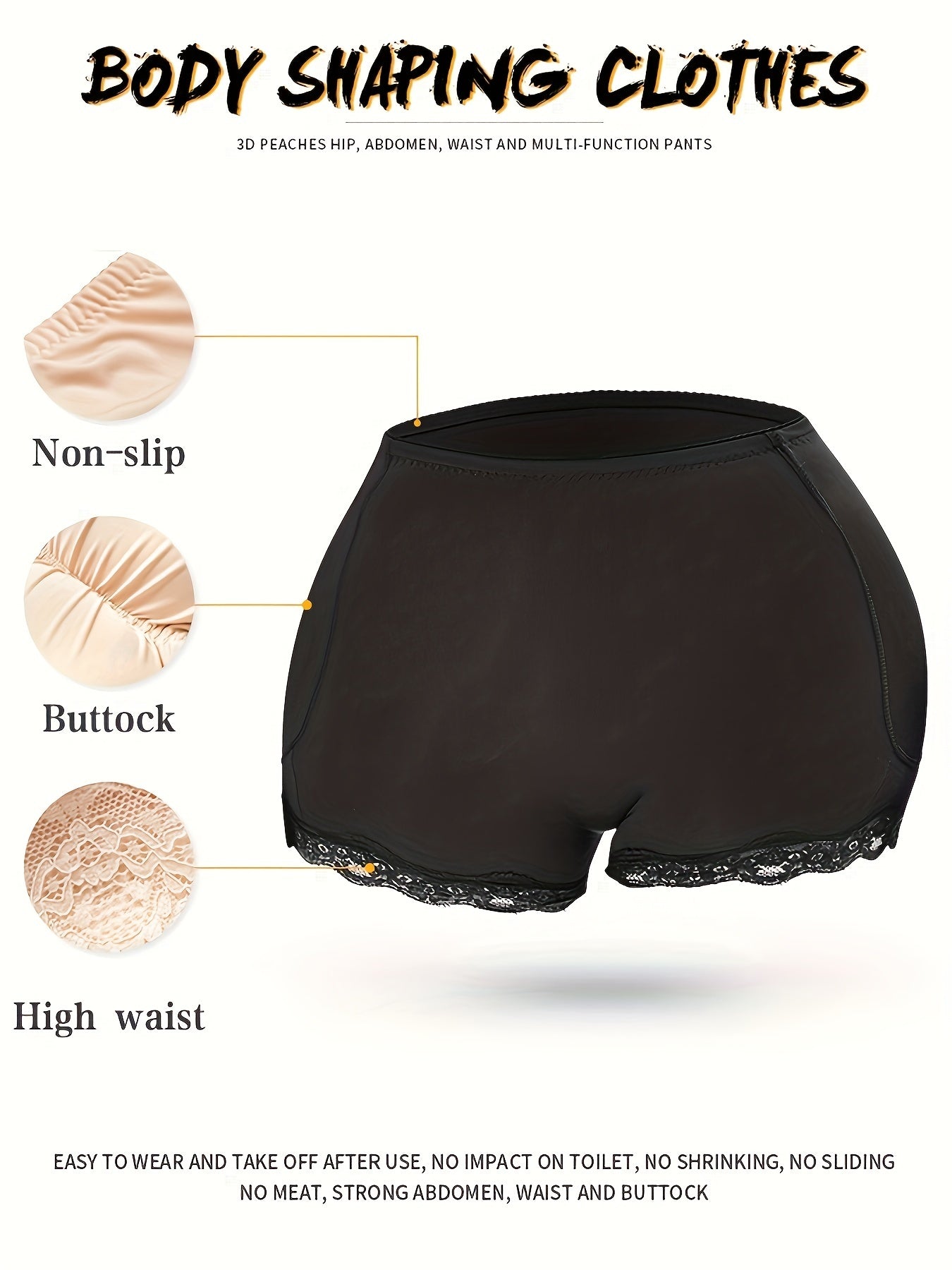 High Waist Lace Trim Shaping Panties - Tummy Control & Butt Lifting Compression - Seamless Womens Shapewear for Daily Figure Enhancing - Comfortable Sexy Underwear