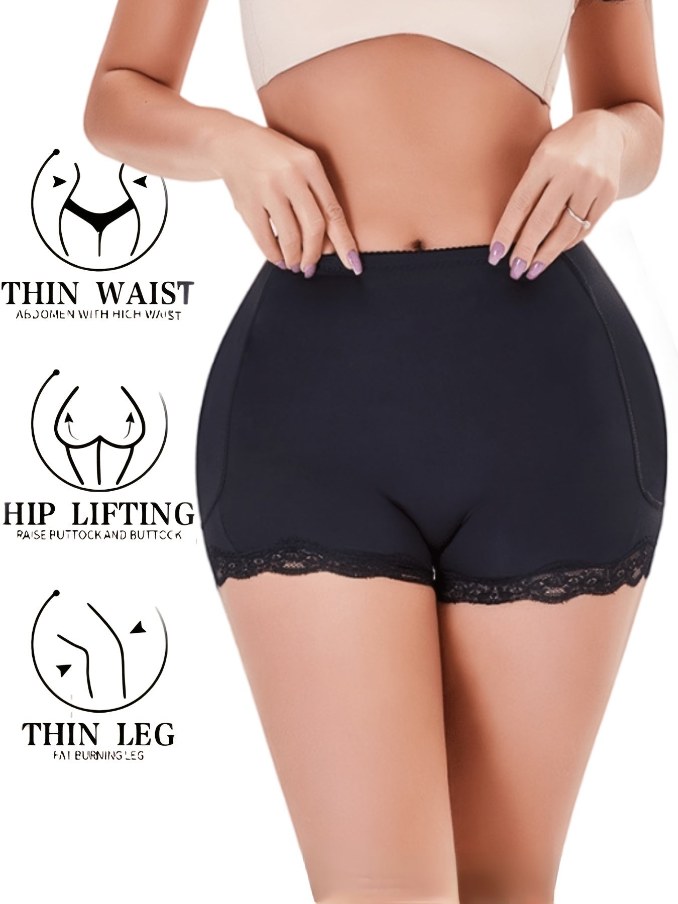 High Waist Lace Trim Shaping Panties - Tummy Control & Butt Lifting Compression - Seamless Womens Shapewear for Daily Figure Enhancing - Comfortable Sexy Underwear