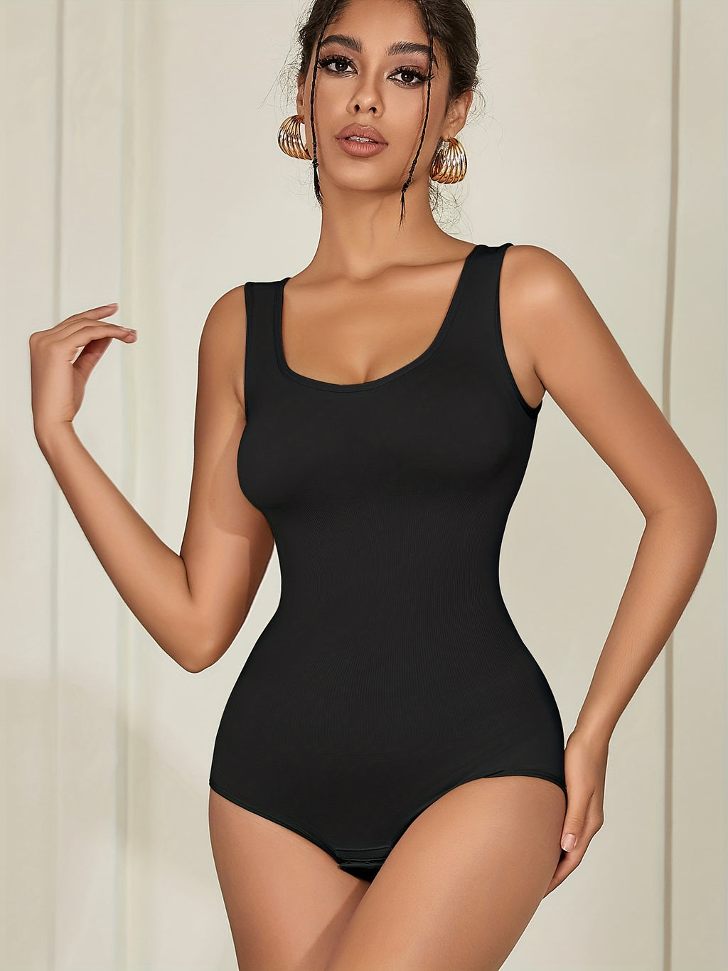 Seamless Solid Shaping Bodysuit, Tummy Control Butt Lifting Slimmer Body Shaper, Women's Underwear & Shapewear