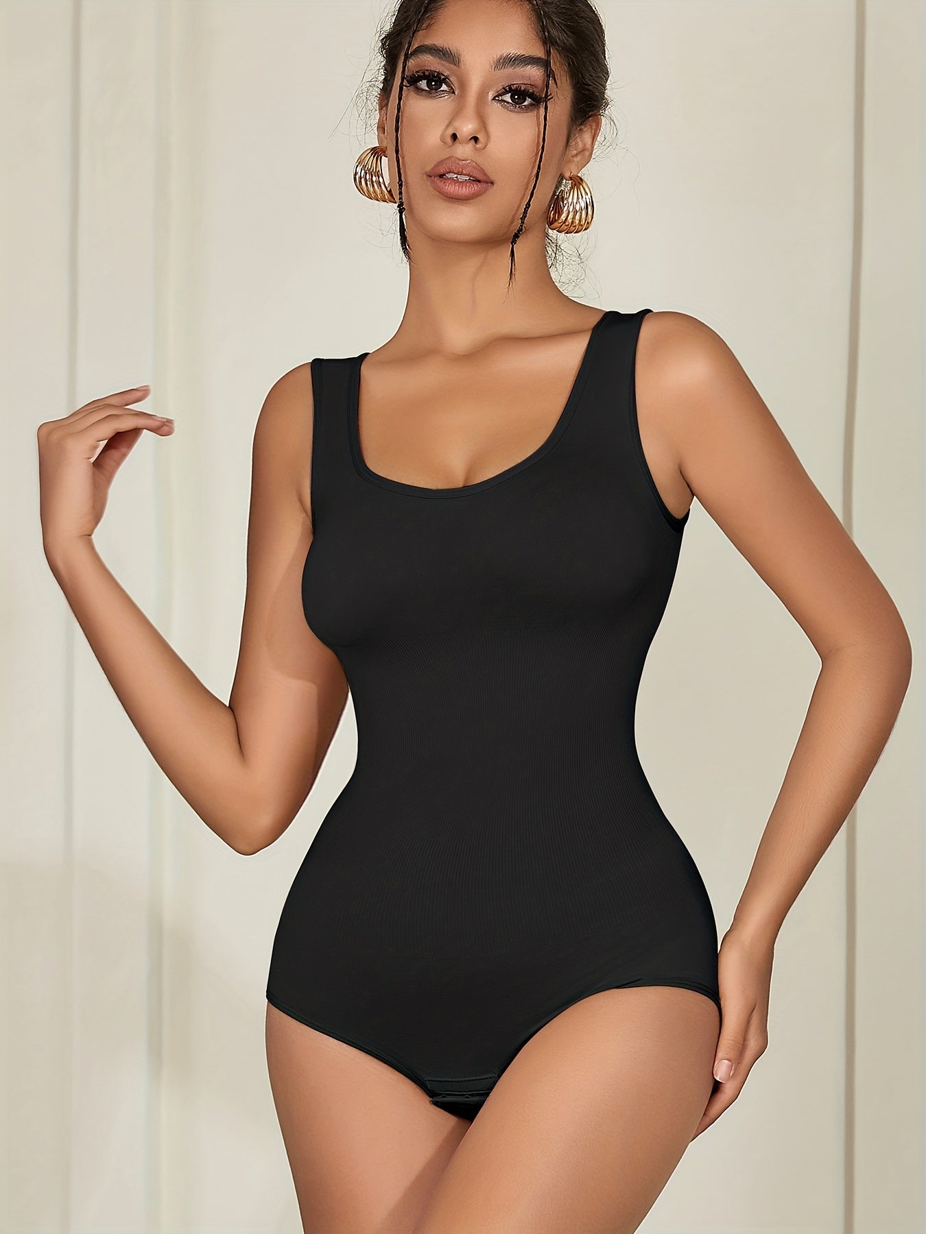 Seamless Solid Shaping Bodysuit, Tummy Control Butt Lifting Slimmer Body Shaper, Women's Underwear & Shapewear