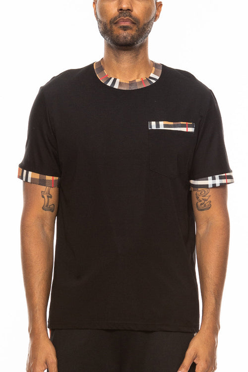 Camiseta con detalles de cuadros | Checkered Detail T-Shirt