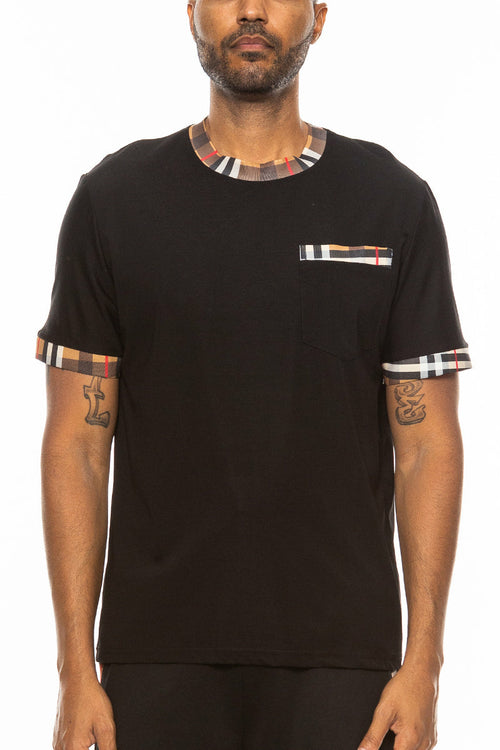 Camiseta con detalles de cuadros | Checkered Detail T-Shirt