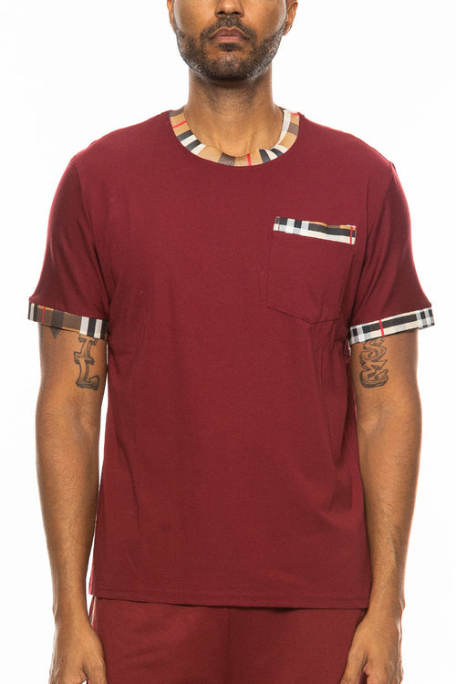 Camiseta con detalles de cuadros | Checkered Detail T-Shirt