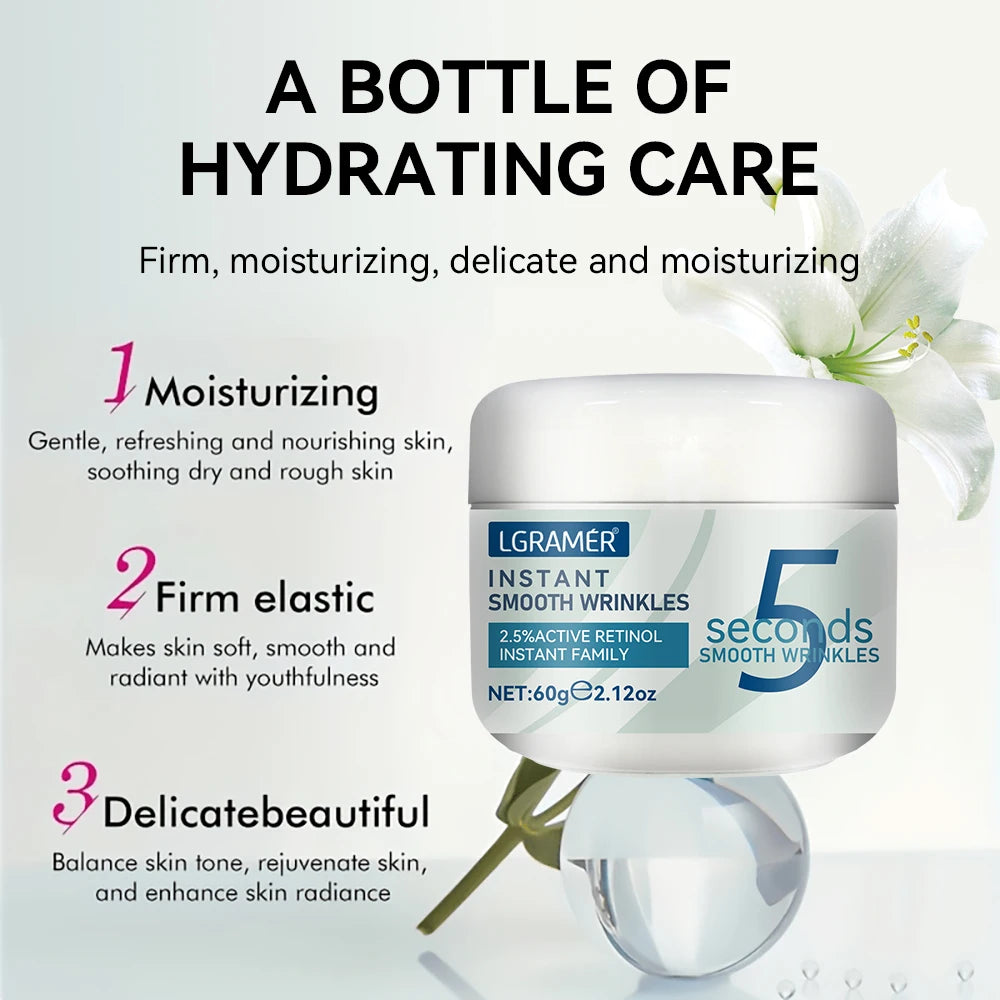 Crema antiarrugas de Retinol de 5 segundos, línea instantánea antienvejecimiento, crema que se desvanece, crema reafirmante para el cuidado hidratante de la piel fina, crema lifting