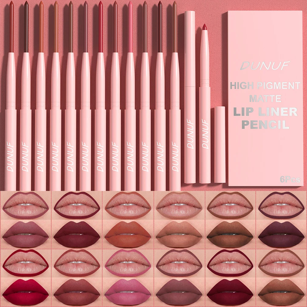 Juego de 6 uds de lápiz labial de larga duración, resistente al agua, a prueba de sudor, fácil colorear, no se decolora, juego de brillo de labios, maquillaje de belleza