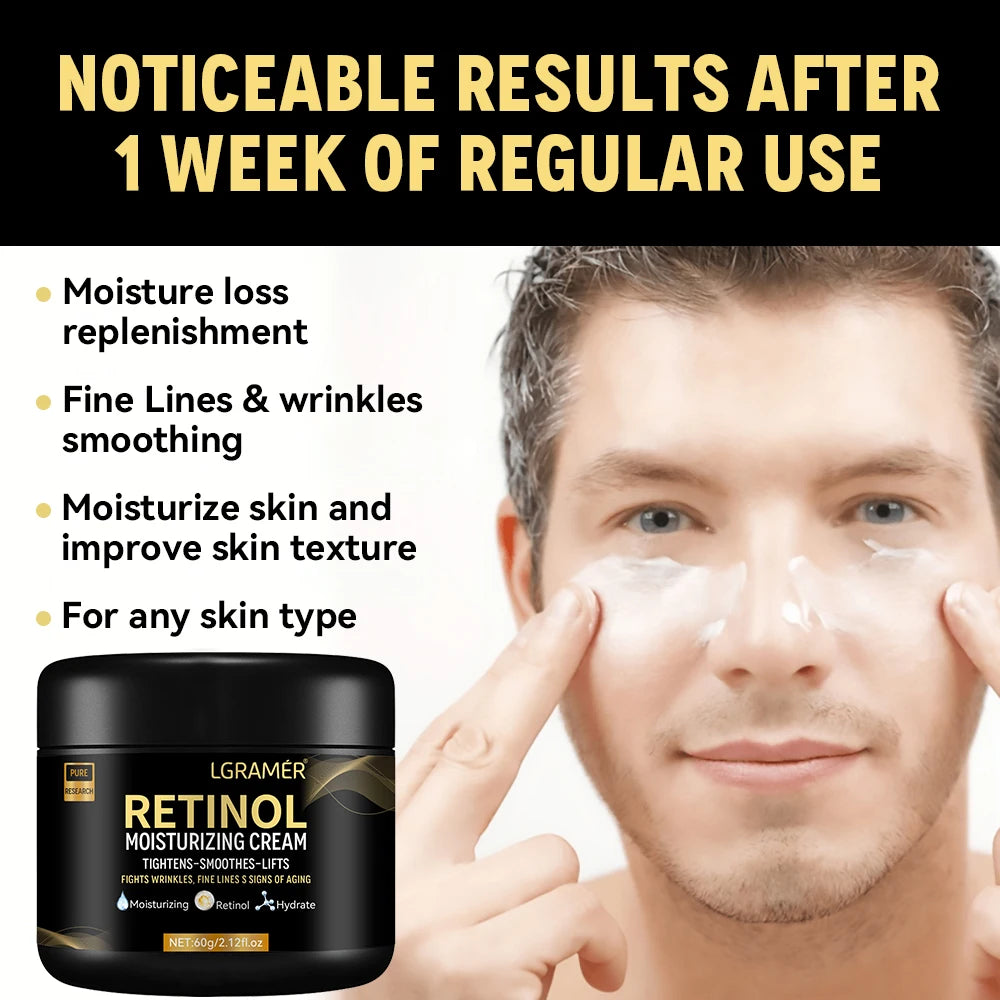 Crema hidratante facial de Retinol para hombres, crema hidratante de Retinol, antiarrugas, envejecimiento, hidratante, reduce los poros, blanqueamiento, Retinol suave