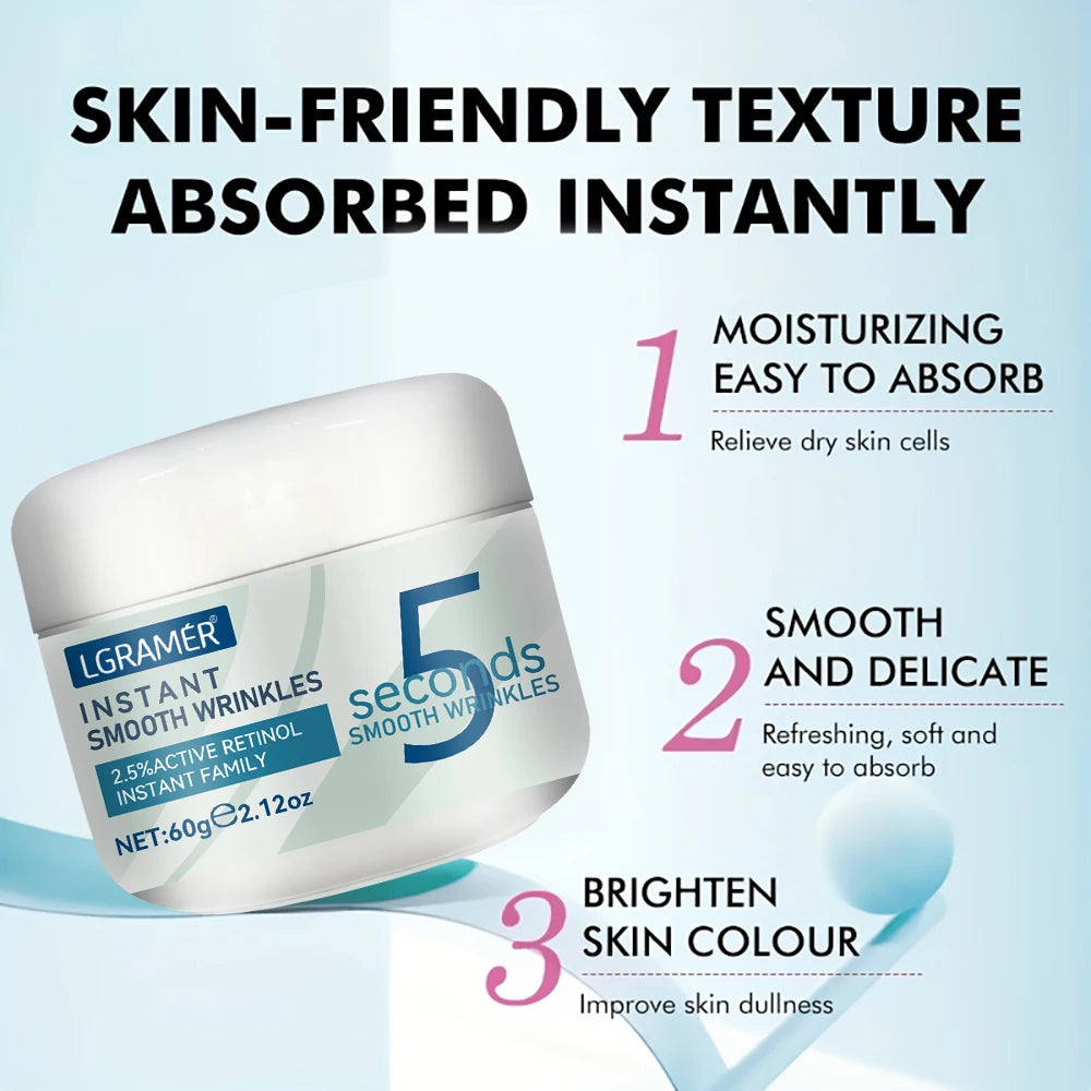 Crema antiarrugas de Retinol de 5 segundos, línea instantánea antienvejecimiento, crema que se desvanece, crema reafirmante para el cuidado hidratante de la piel fina, crema lifting