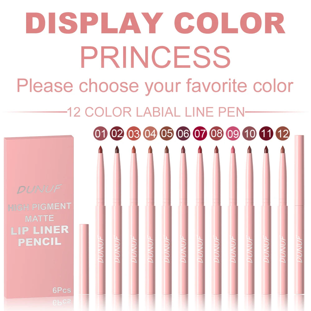 Juego de 6 uds de lápiz labial de larga duración, resistente al agua, a prueba de sudor, fácil colorear, no se decolora, juego de brillo de labios, maquillaje de belleza