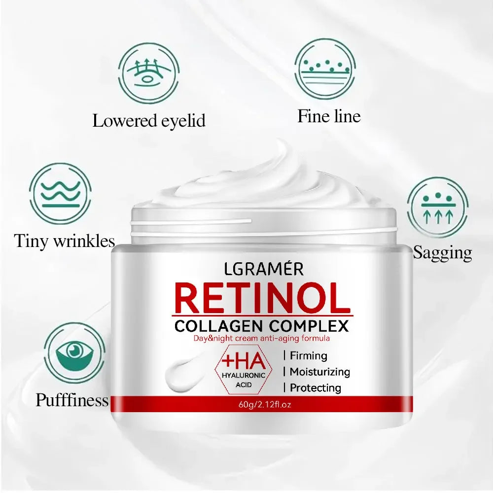 Crema reafirmante de Retinol, crema facial de colágeno para arrugas suaves, crema hidratante para blanquear, productos para iluminar la piel