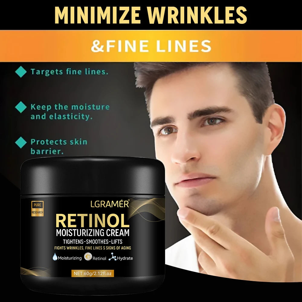 Crema hidratante facial de Retinol para hombres, crema hidratante de Retinol, antiarrugas, envejecimiento, hidratante, reduce los poros, blanqueamiento, Retinol suave