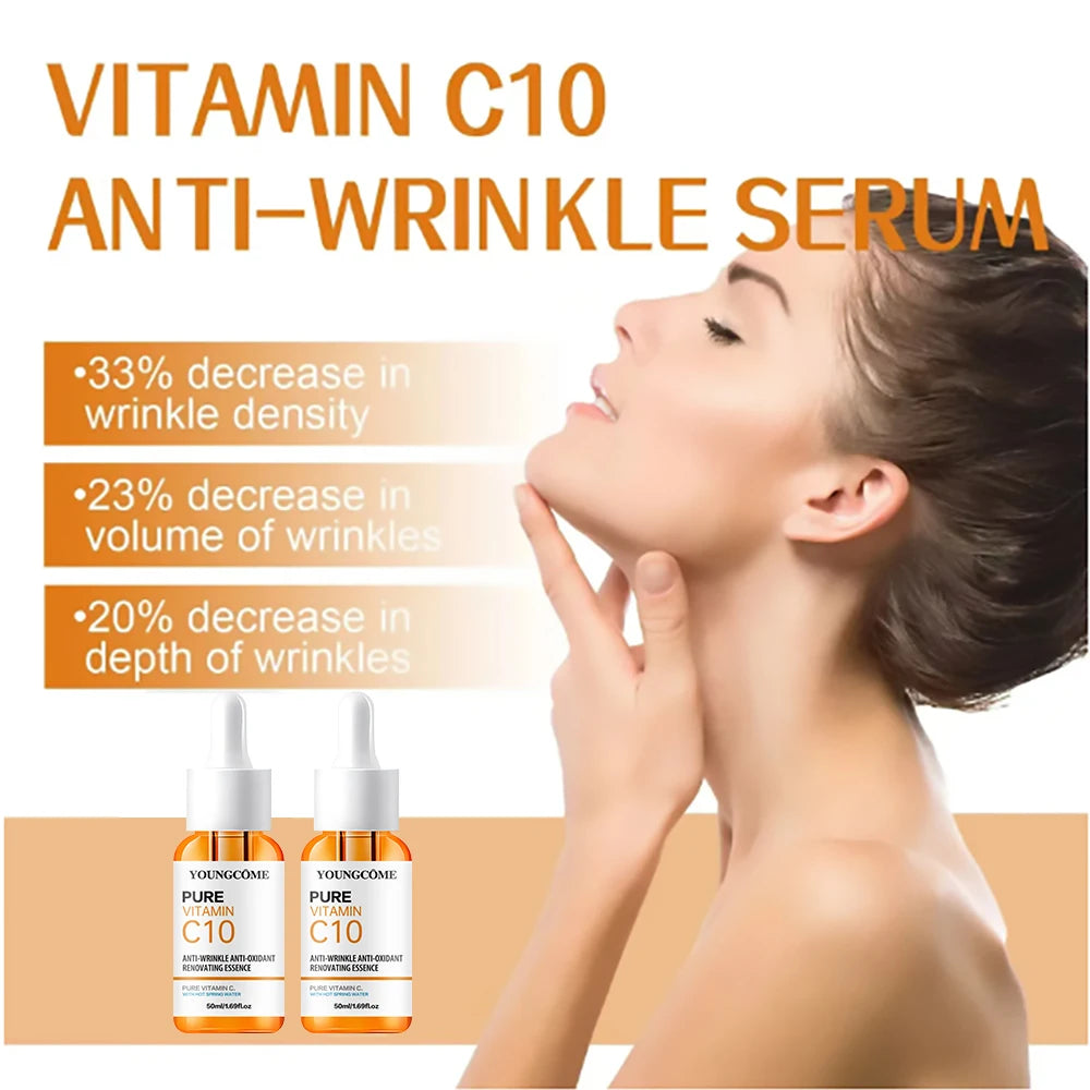 Esencia Facial de vitamina C, ácido hialurónico, suero iluminador de piel oscura, se desvanece, líneas finas, reparación hidratante, suero opaco, cuidado de la piel Facial