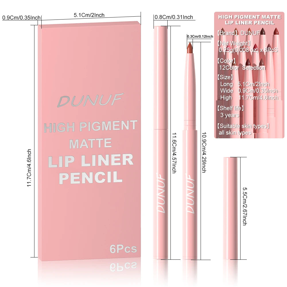 Juego de 6 uds de lápiz labial de larga duración, resistente al agua, a prueba de sudor, fácil colorear, no se decolora, juego de brillo de labios, maquillaje de belleza