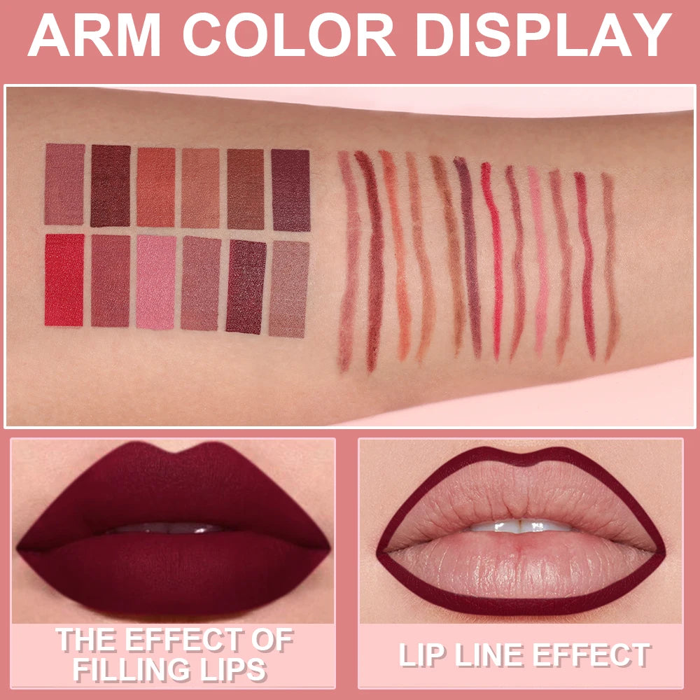 Juego de 6 uds de lápiz labial de larga duración, resistente al agua, a prueba de sudor, fácil colorear, no se decolora, juego de brillo de labios, maquillaje de belleza
