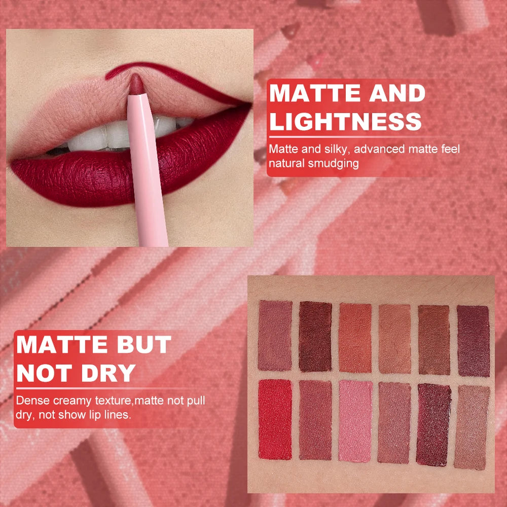 Juego de 6 uds de lápiz labial de larga duración, resistente al agua, a prueba de sudor, fácil colorear, no se decolora, juego de brillo de labios, maquillaje de belleza