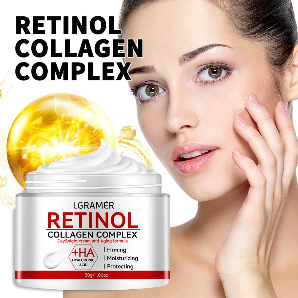 Crema reafirmante de Retinol, crema facial de colágeno para arrugas suaves, crema hidratante para blanquear, productos para iluminar la piel