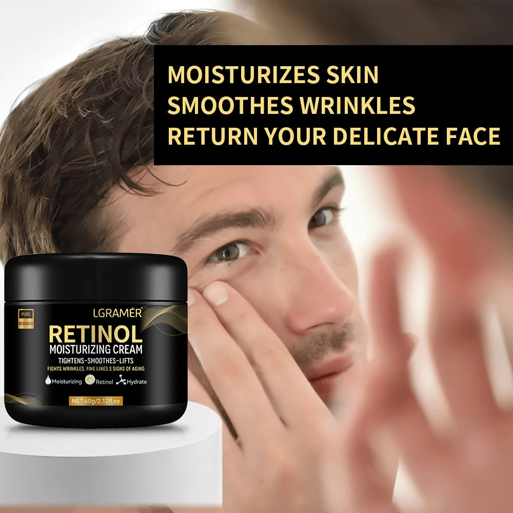 Crema hidratante facial de Retinol para hombres, crema hidratante de Retinol, antiarrugas, envejecimiento, hidratante, reduce los poros, blanqueamiento, Retinol suave