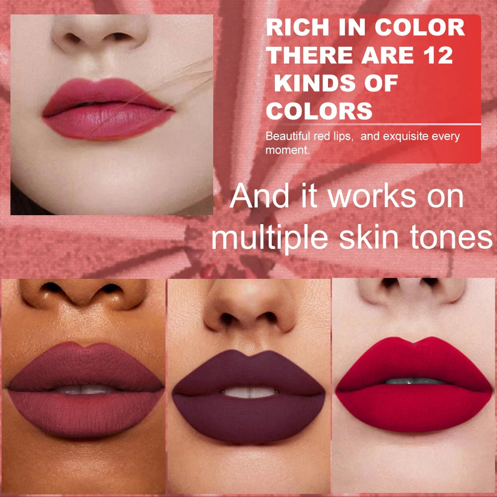 Juego de 6 uds de lápiz labial de larga duración, resistente al agua, a prueba de sudor, fácil colorear, no se decolora, juego de brillo de labios, maquillaje de belleza