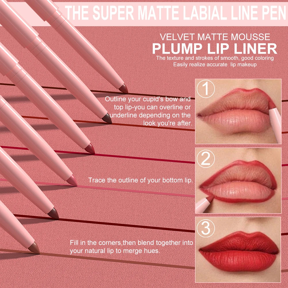 Juego de 6 uds de lápiz labial de larga duración, resistente al agua, a prueba de sudor, fácil colorear, no se decolora, juego de brillo de labios, maquillaje de belleza
