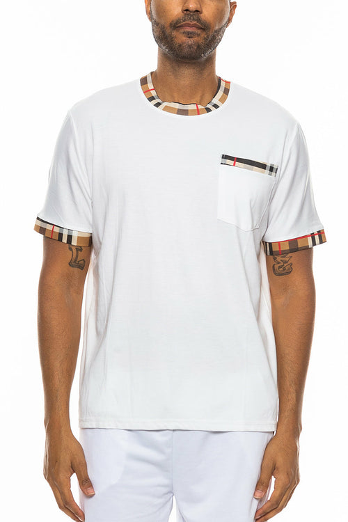 Camiseta con detalles de cuadros | Checkered Detail T-Shirt
