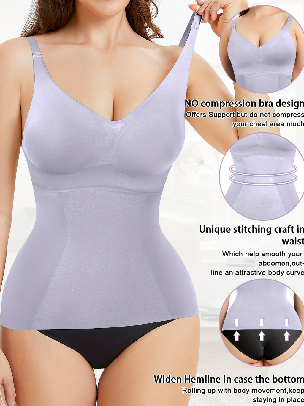 V Neck Compression Cami Tops, Tummy Control Slimmer Top, Women's Underwear & Shapewear
