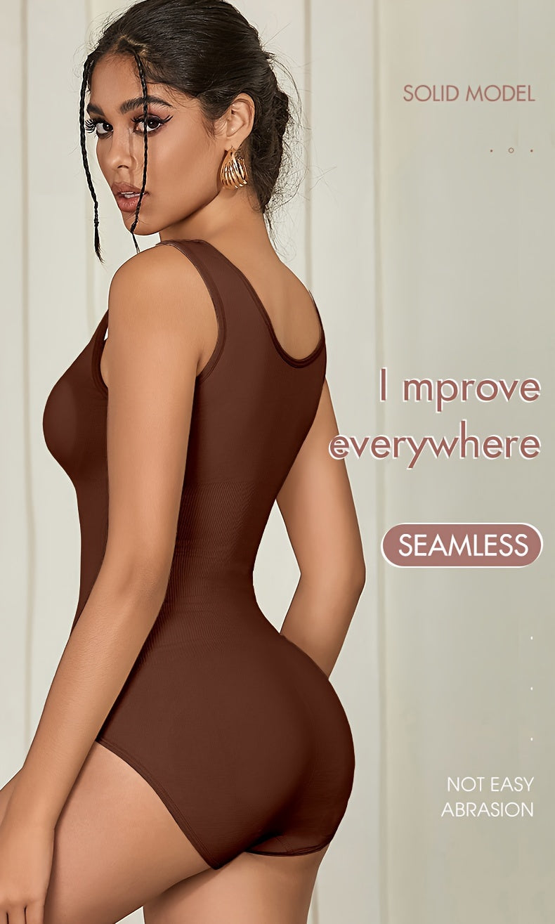 Seamless Solid Shaping Bodysuit, Tummy Control Butt Lifting Slimmer Body Shaper, Women's Underwear & Shapewear