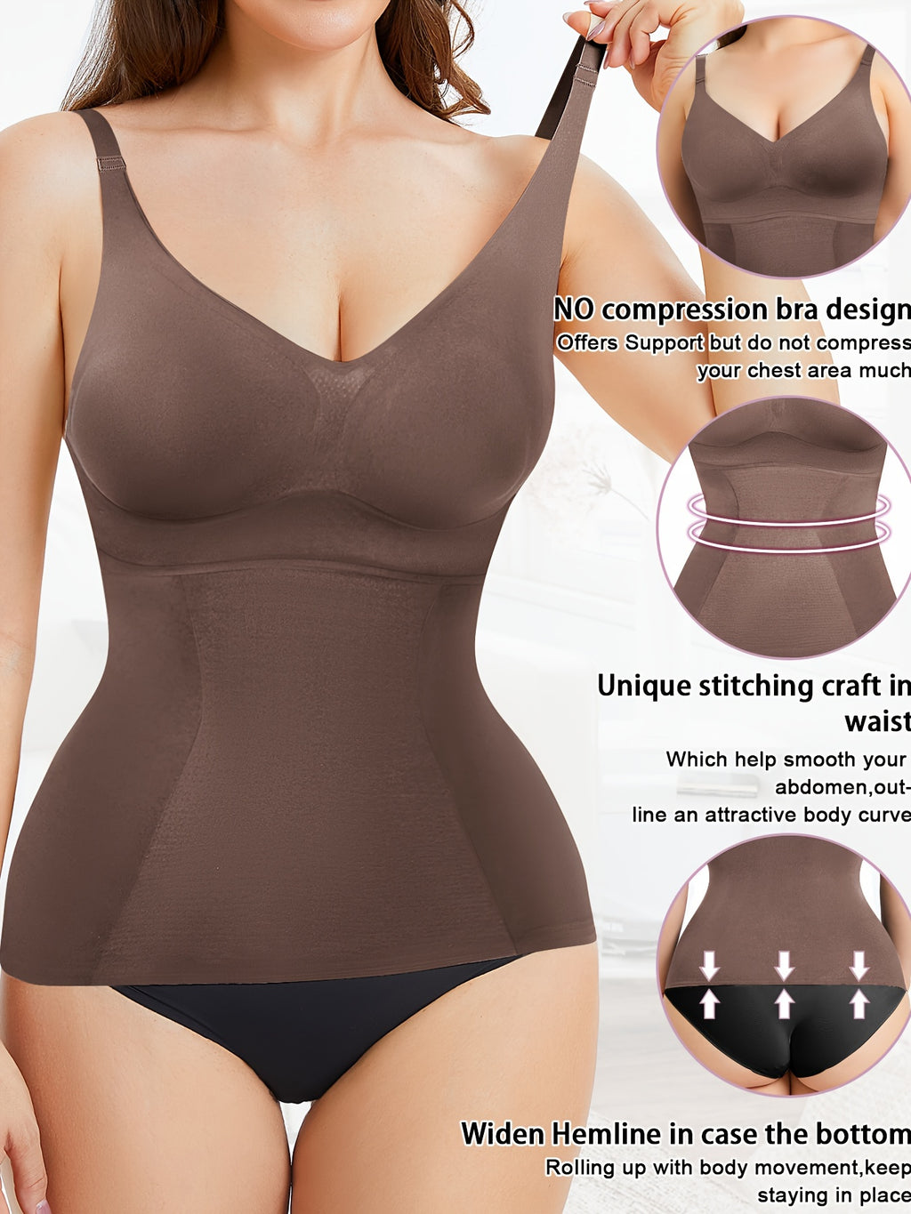 V Neck Compression Cami Tops, Tummy Control Slimmer Top, Women's Underwear & Shapewear