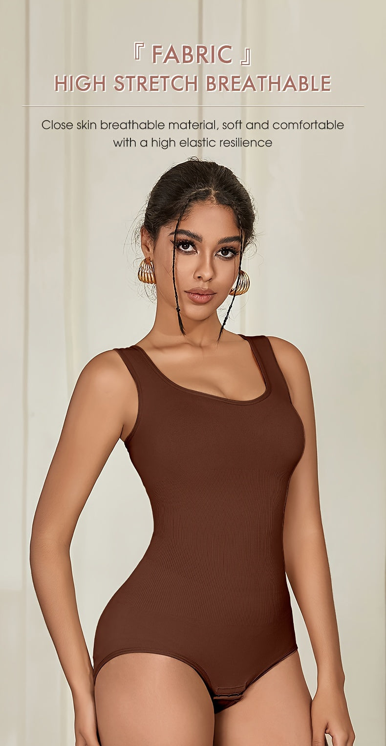 Seamless Solid Shaping Bodysuit, Tummy Control Butt Lifting Slimmer Body Shaper, Women's Underwear & Shapewear