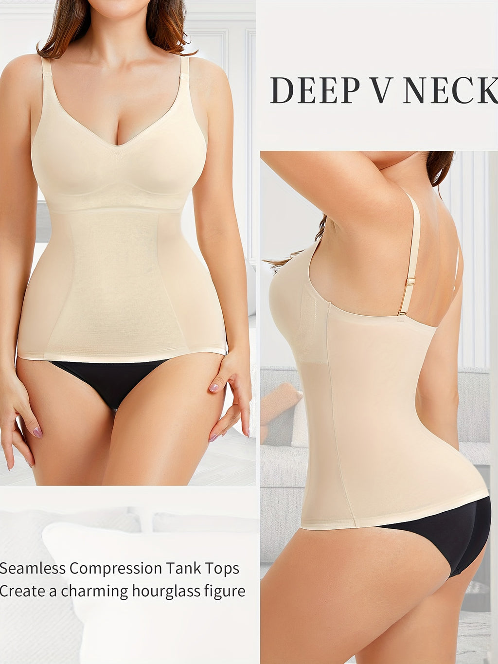 V Neck Compression Cami Tops, Tummy Control Slimmer Top, Women's Underwear & Shapewear