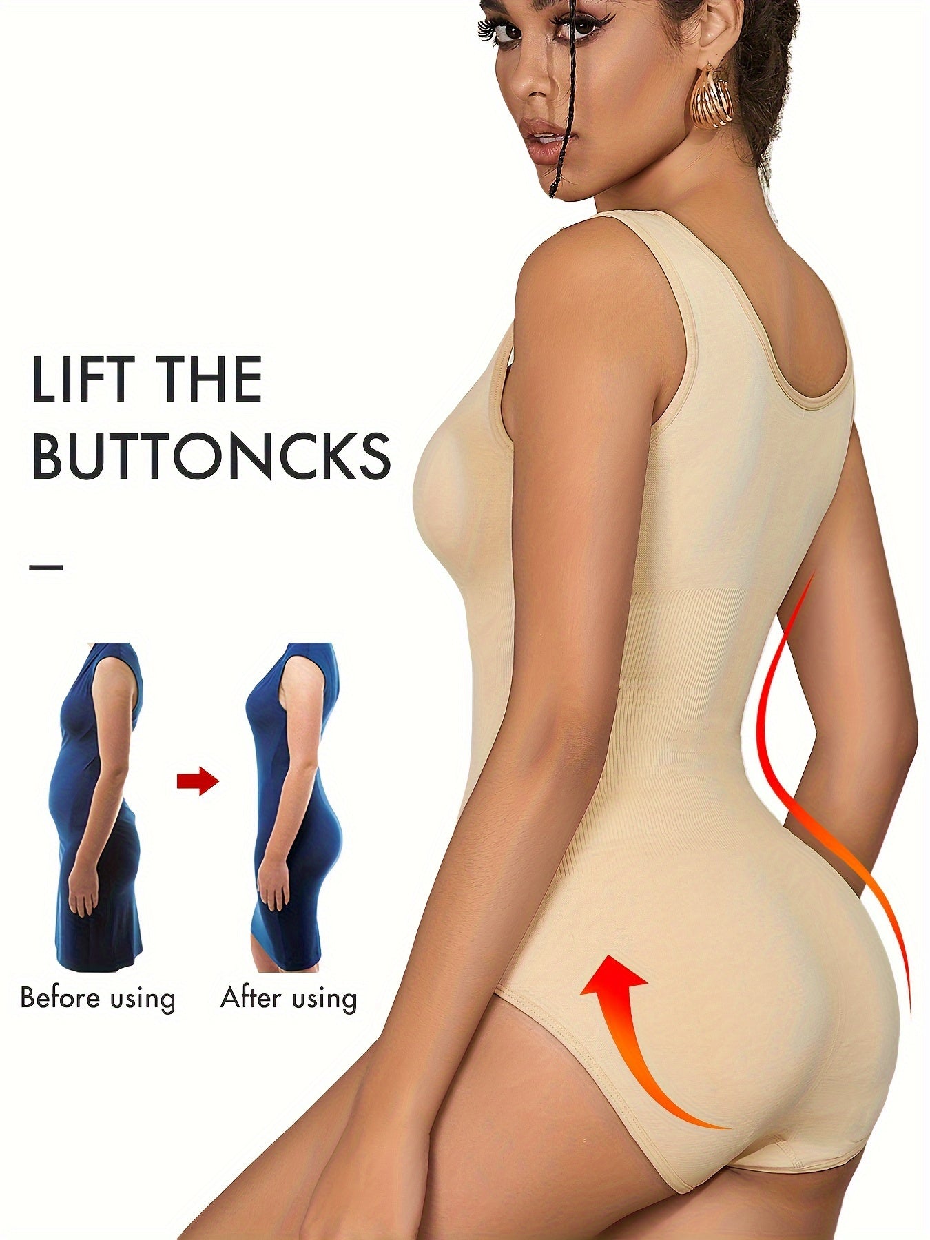 Seamless Solid Shaping Bodysuit, Tummy Control Butt Lifting Slimmer Body Shaper, Women's Underwear & Shapewear