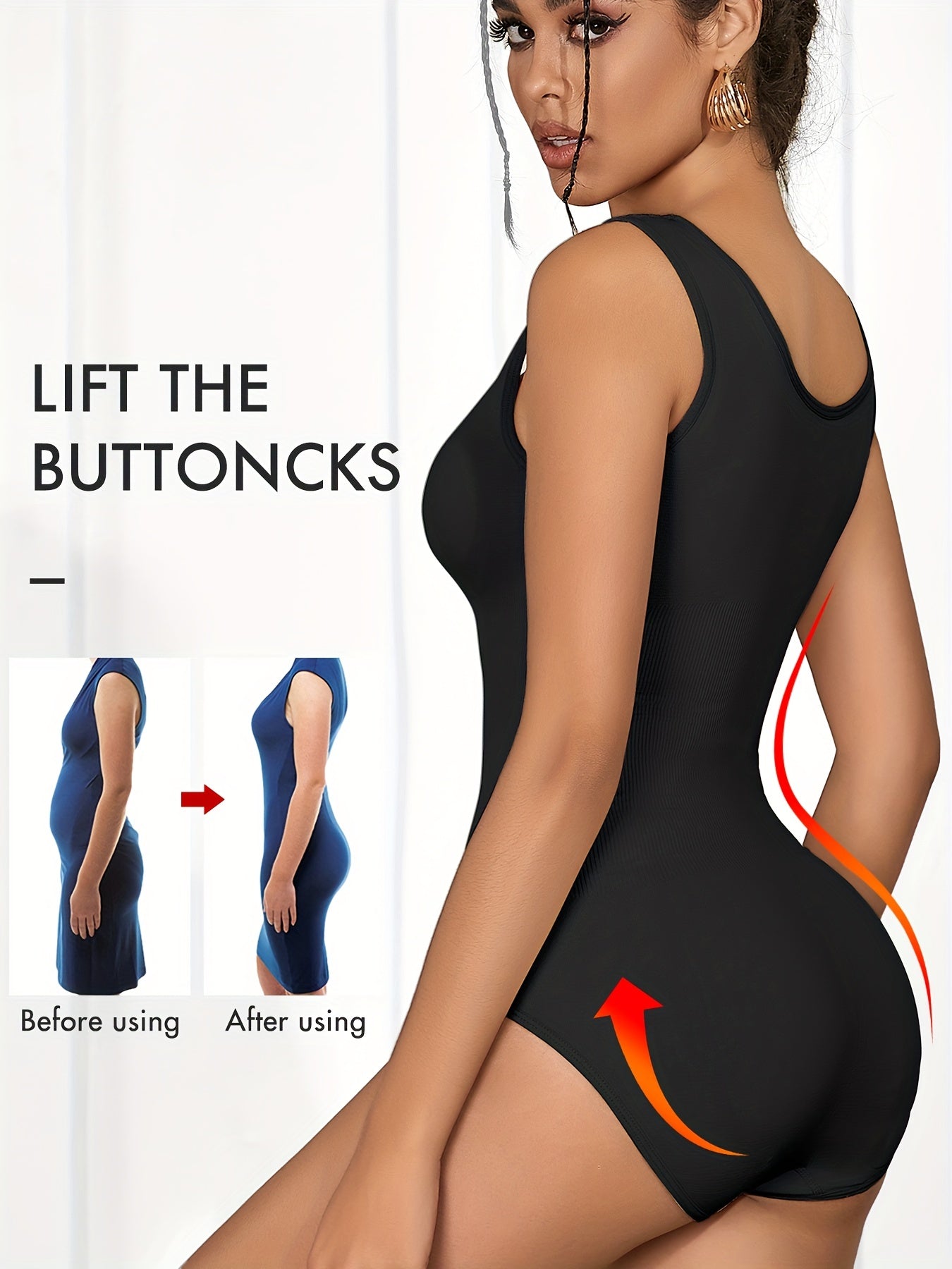 Seamless Solid Shaping Bodysuit, Tummy Control Butt Lifting Slimmer Body Shaper, Women's Underwear & Shapewear