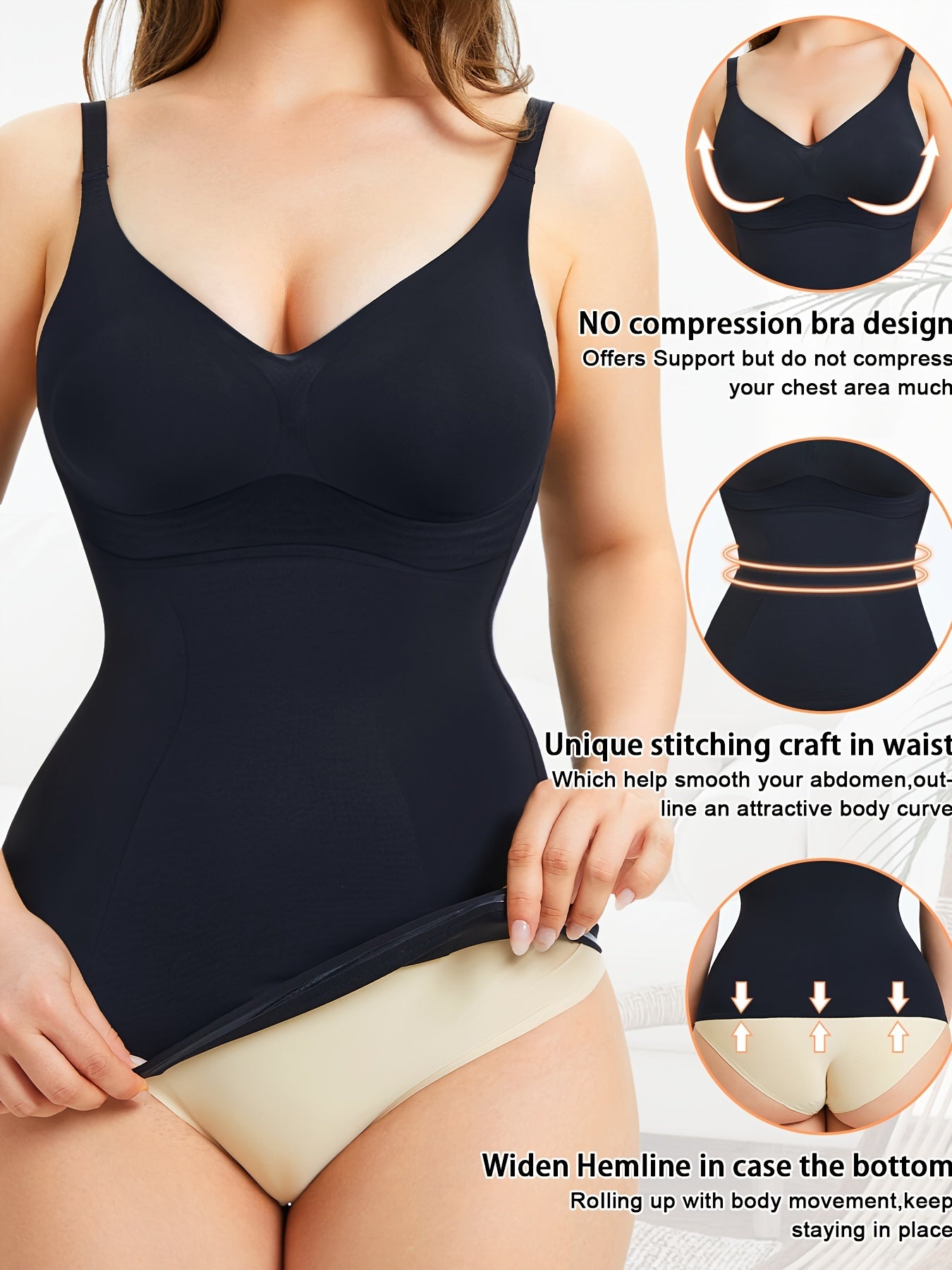 V Neck Compression Cami Tops, Tummy Control Slimmer Top, Women's Underwear & Shapewear